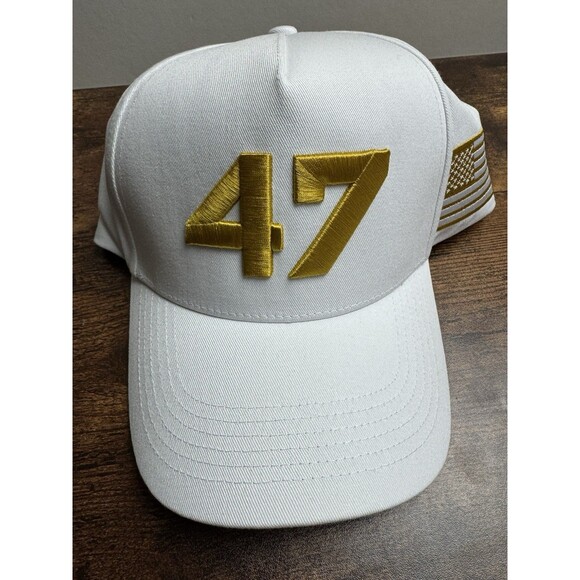 🇺🇸OFFICIAL Turning Point USA Charlie Kirk 47 White Gold Hat - Picture 2 of 14